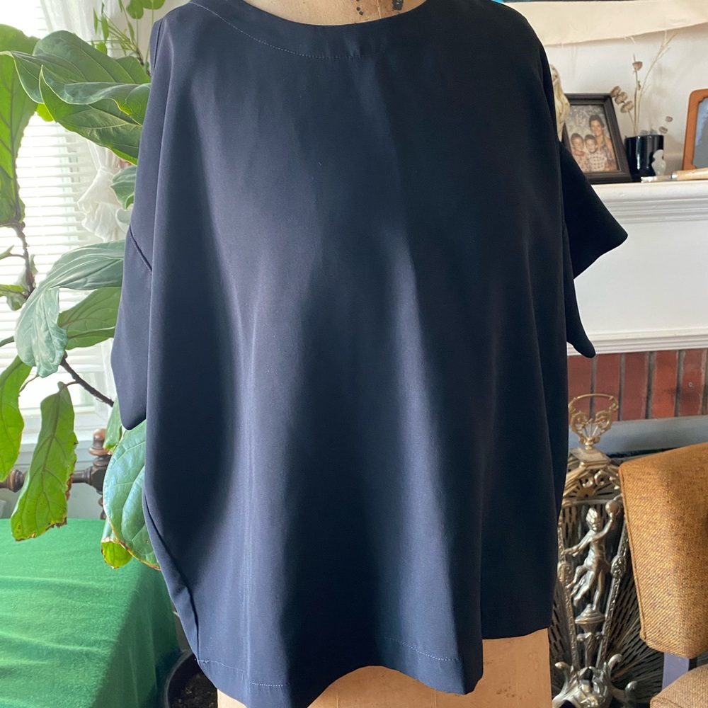 Madewell Black Boxy Top With Tie In Back Oversized Womens Sz large